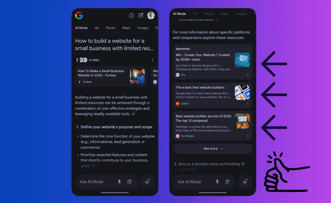 advertenties in AI zoekresultaten