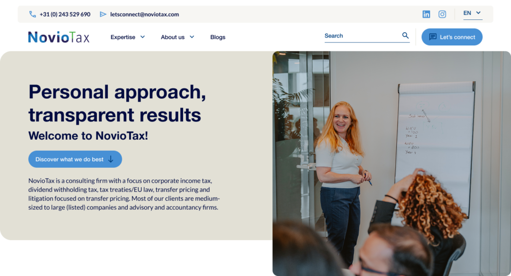 Nieuwe website - Novio Tax